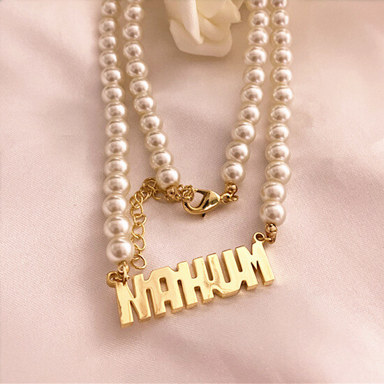 Custom stainless steel gold name jewelry manufacturers personalized mother of pearl name necklace suppliers
